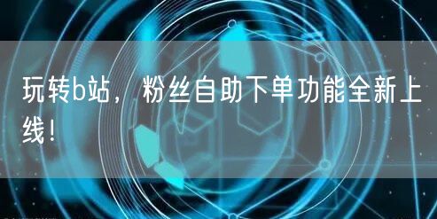 玩转b站，粉丝自助下单功能全新上线！