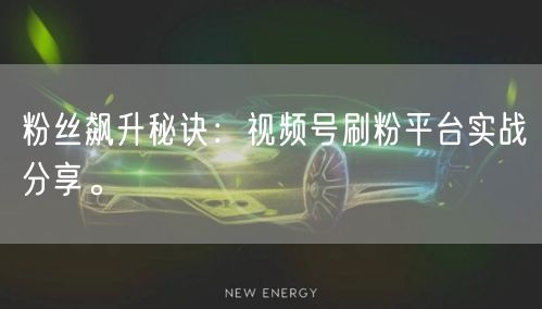 粉丝飙升秘诀：视频号刷粉平台实战分享。