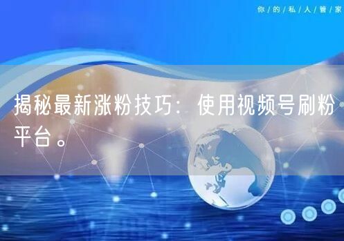 揭秘最新涨粉技巧：使用视频号刷粉平台。