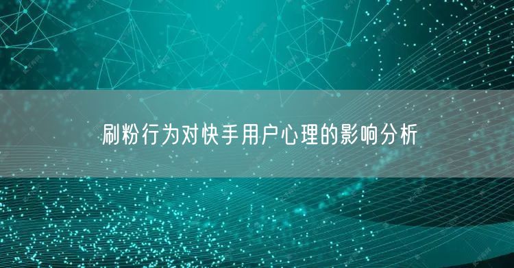 刷粉行为对快手用户心理的影响分析