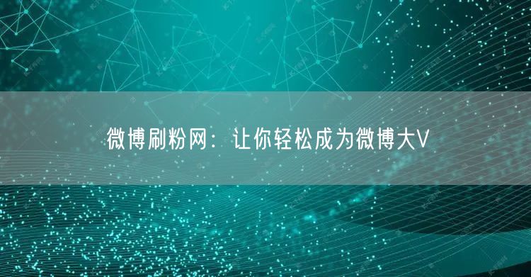 微博刷粉网：让你轻松成为微博大V