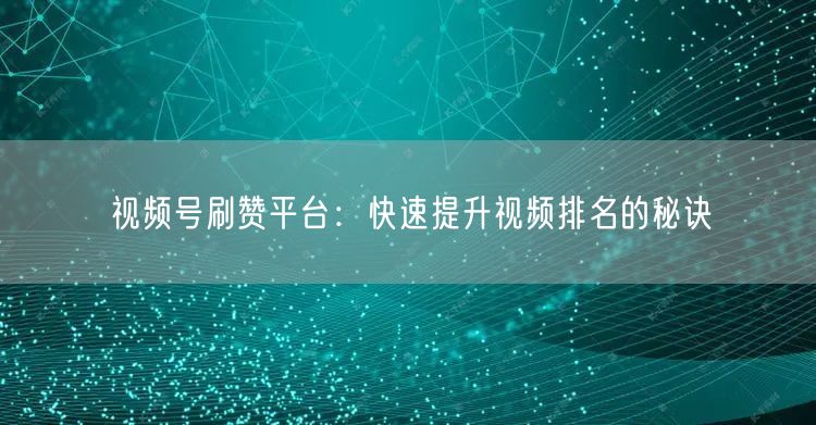 视频号刷赞平台：快速提升视频排名的秘诀